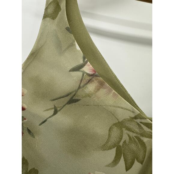 Positive Attitude Women Y2K Maxi Dress Size 8 Green Floral Fairy Dainty Coquette - Picture 6 of 7